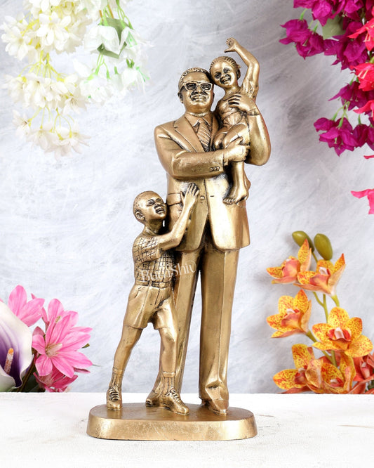 Brass Nelson Mandela with Children Statue – Inspirational Handcrafted Sculpture (16 Inches) - Budhshiv.com