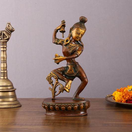 Brass Nepalese Style Dancing Shiva Statue - 9.5 Inch - Budhshiv.com