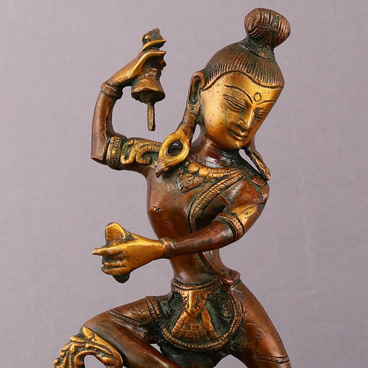 Brass Nepalese Style Dancing Shiva Statue - 9.5 Inch - Budhshiv.com