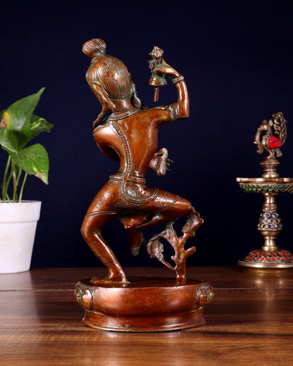 Brass Nepalese Style Dancing Shiva Statue - 9.5 Inch - Budhshiv.com