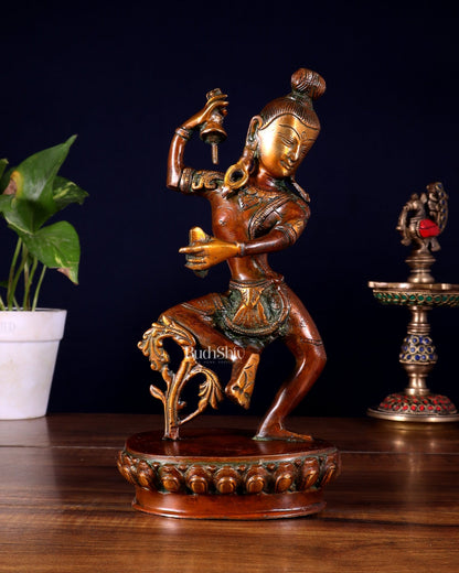 Brass Nepalese Style Dancing Shiva Statue - 9.5 Inch - Budhshiv.com