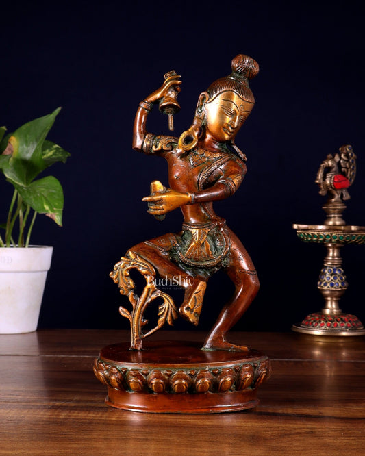 Brass Nepalese Style Dancing Shiva Statue - 9.5 Inch - Budhshiv.com