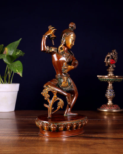 Brass Nepalese Style Dancing Shiva Statue - 9.5 Inch - Budhshiv.com