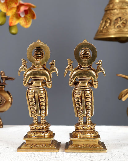 Brass Paavai Vilakku Deep Lady Diyas Pair – Traditional Decorative Oil Lamps (6 Inches) - Budhshiv.com