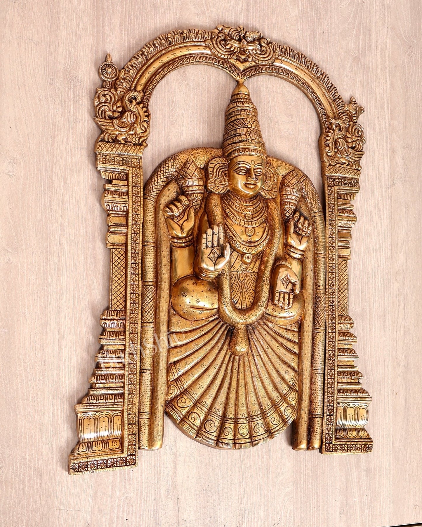 Brass Padmavathi Thayar Wall Hanging – Goddess Lakshmi Universal Form (25 Inches) - Budhshiv.com