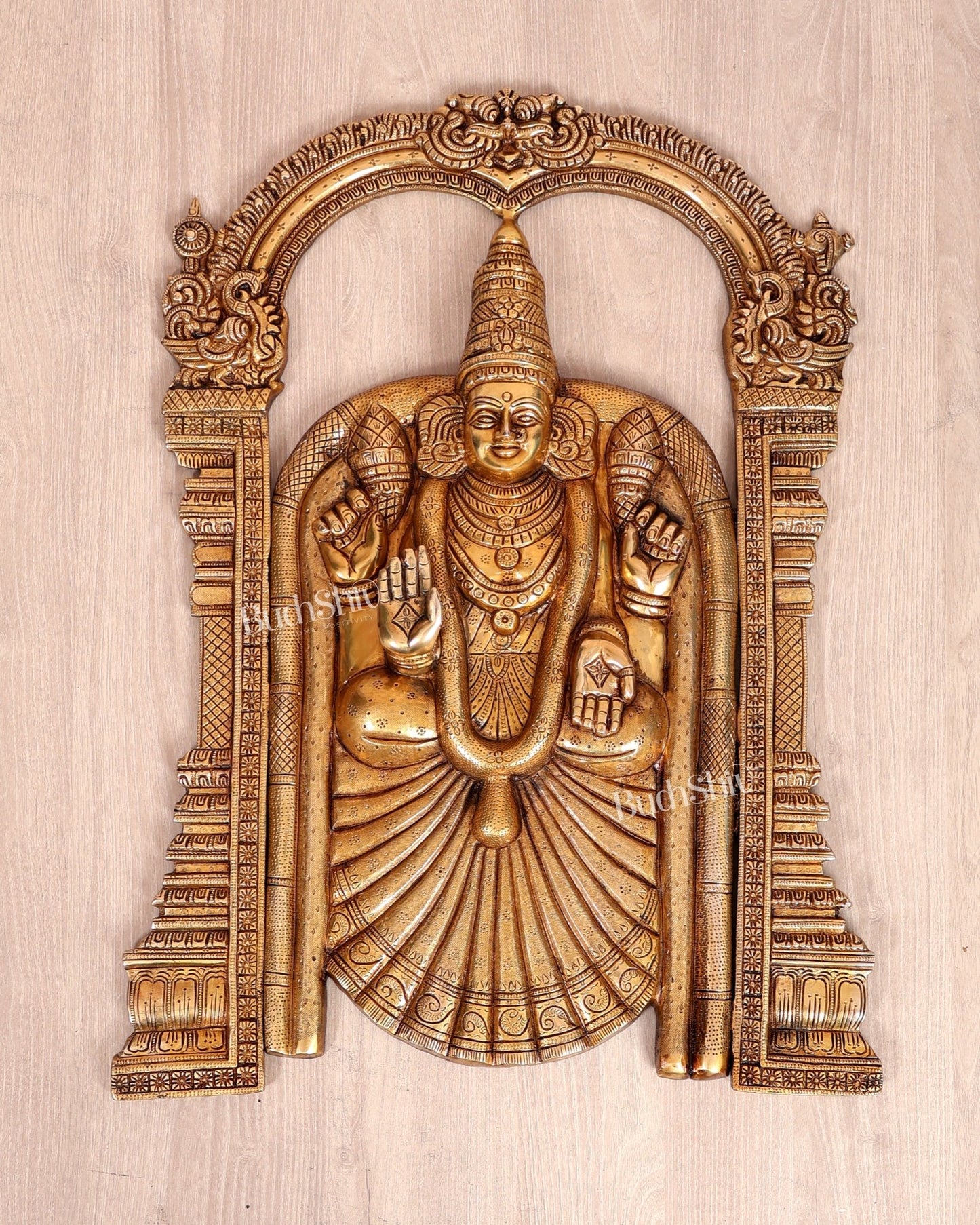 Brass Padmavathi Thayar Wall Hanging – Goddess Lakshmi Universal Form (25 Inches) - Budhshiv.com