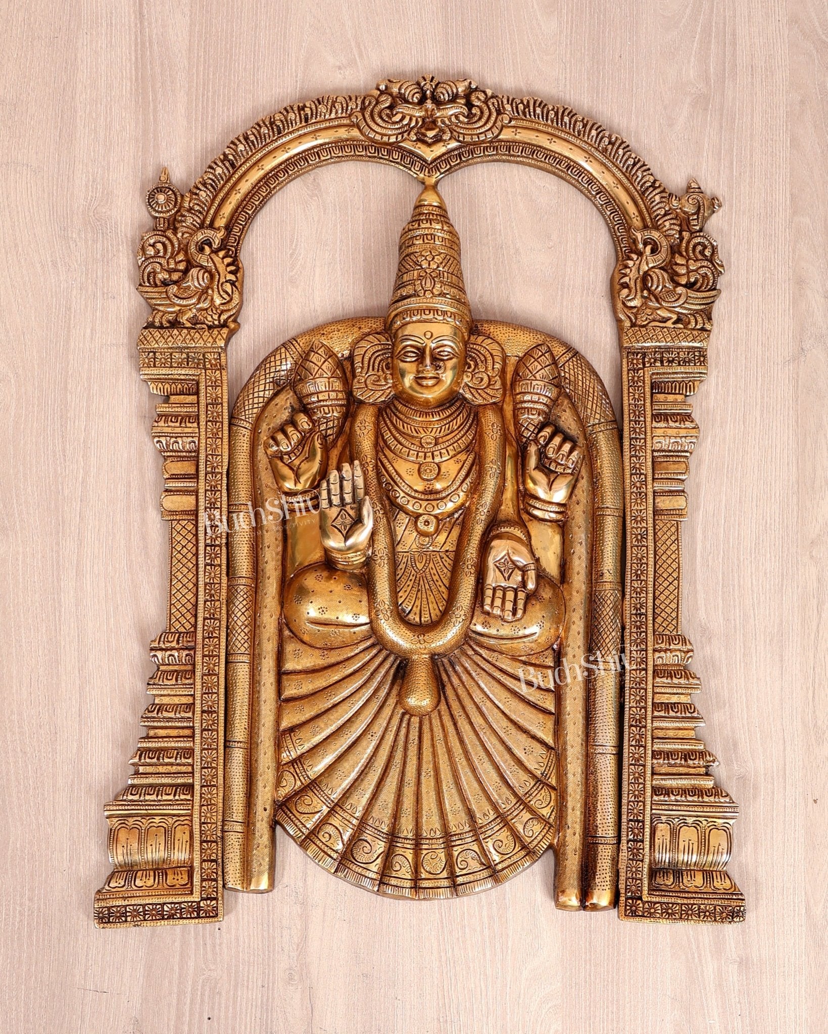 Brass Padmavathi Thayar Wall Hanging – Goddess Lakshmi Universal Form (25 Inches) - Budhshiv.com