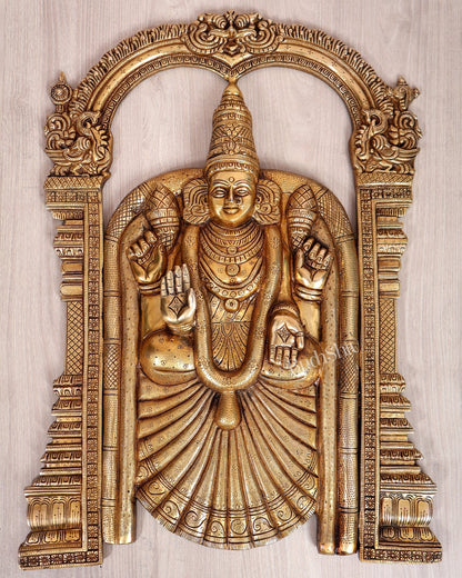 Brass Padmavathi Thayar Wall Hanging – Goddess Lakshmi Universal Form (25 Inches) - Budhshiv.com