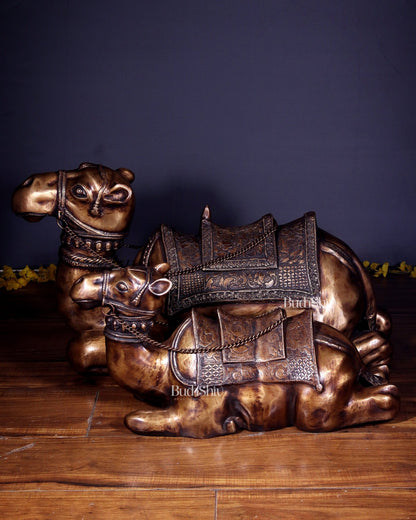 Brass Pair of large Sitting Camel Statues 36" Vastu approved - Budhshiv.com