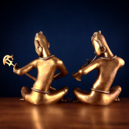 Brass pair of tansen musicians 18" - Budhshiv.com