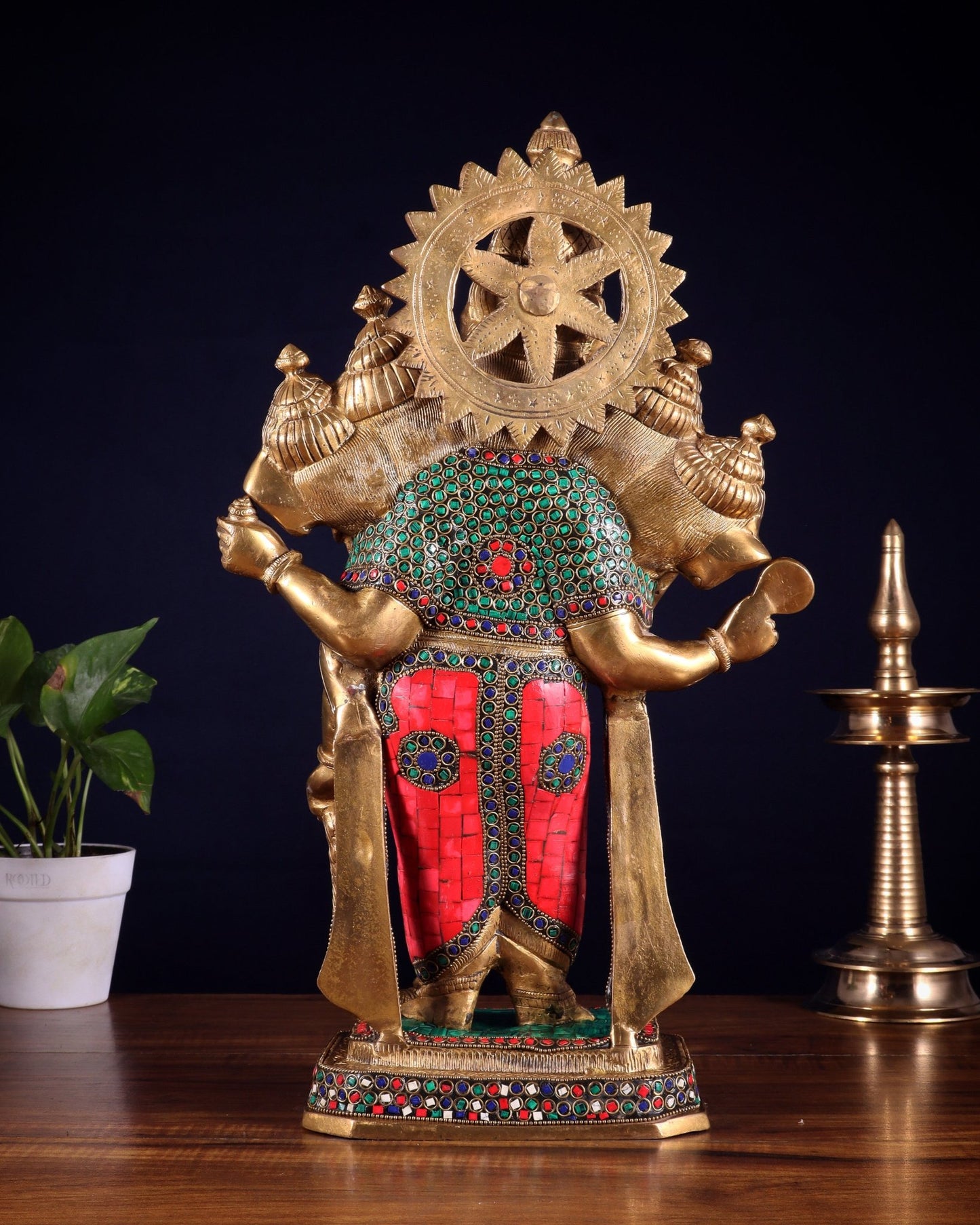 Brass Panchmukhi Ganesha Statue five faced Ganesha - 20 Inch - Budhshiv.com