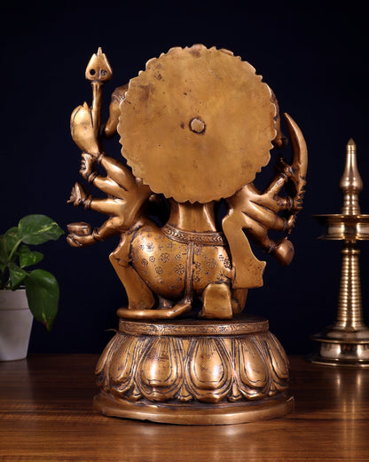 Brass Panchmukhi Hanuman 13" antique tone - Budhshiv.com