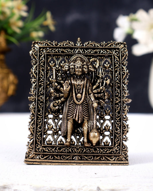 Brass Panchmukhi Hanuman Standing Idol | Five-Faced Hanuman Statue for Car, Home & Office - Budhshiv.com