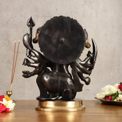 Brass Panchmukhi Hanuman Statue - 11" Height, Black and Gold Finish - Budhshiv.com