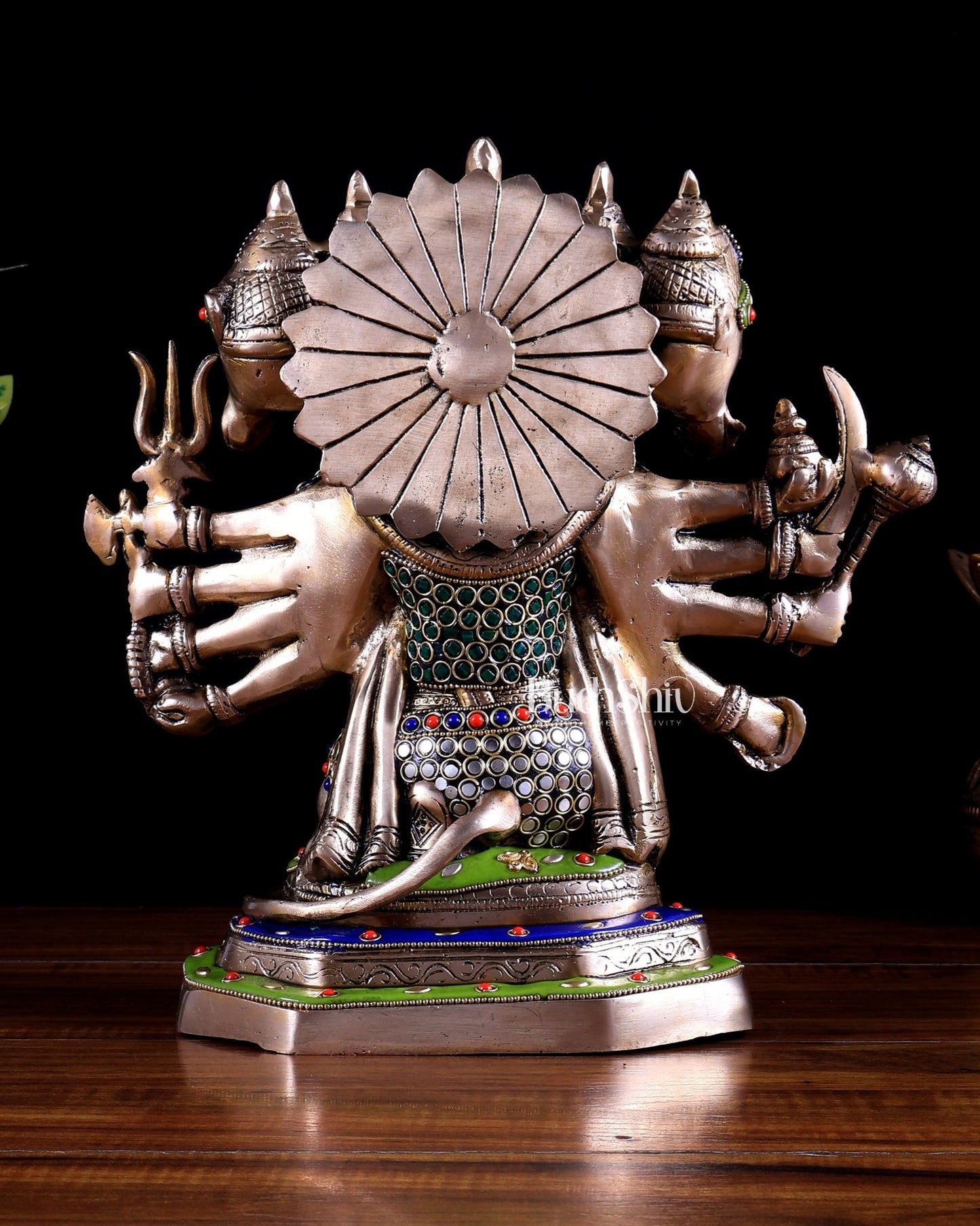 Brass Panchmukhi Hanuman Statue - 11" stonework - Budhshiv.com