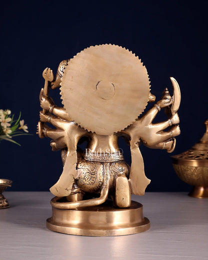 Brass Panchmukhi Hanuman statue 8.5" - Budhshiv.com