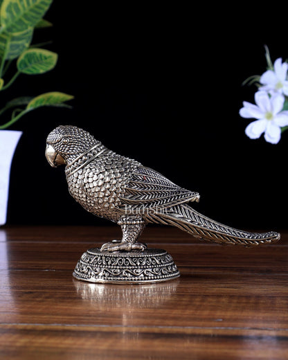 Brass Parrot Showpiece Decor | Superfine Mini Statue 6.5 inch wide - Budhshiv.com