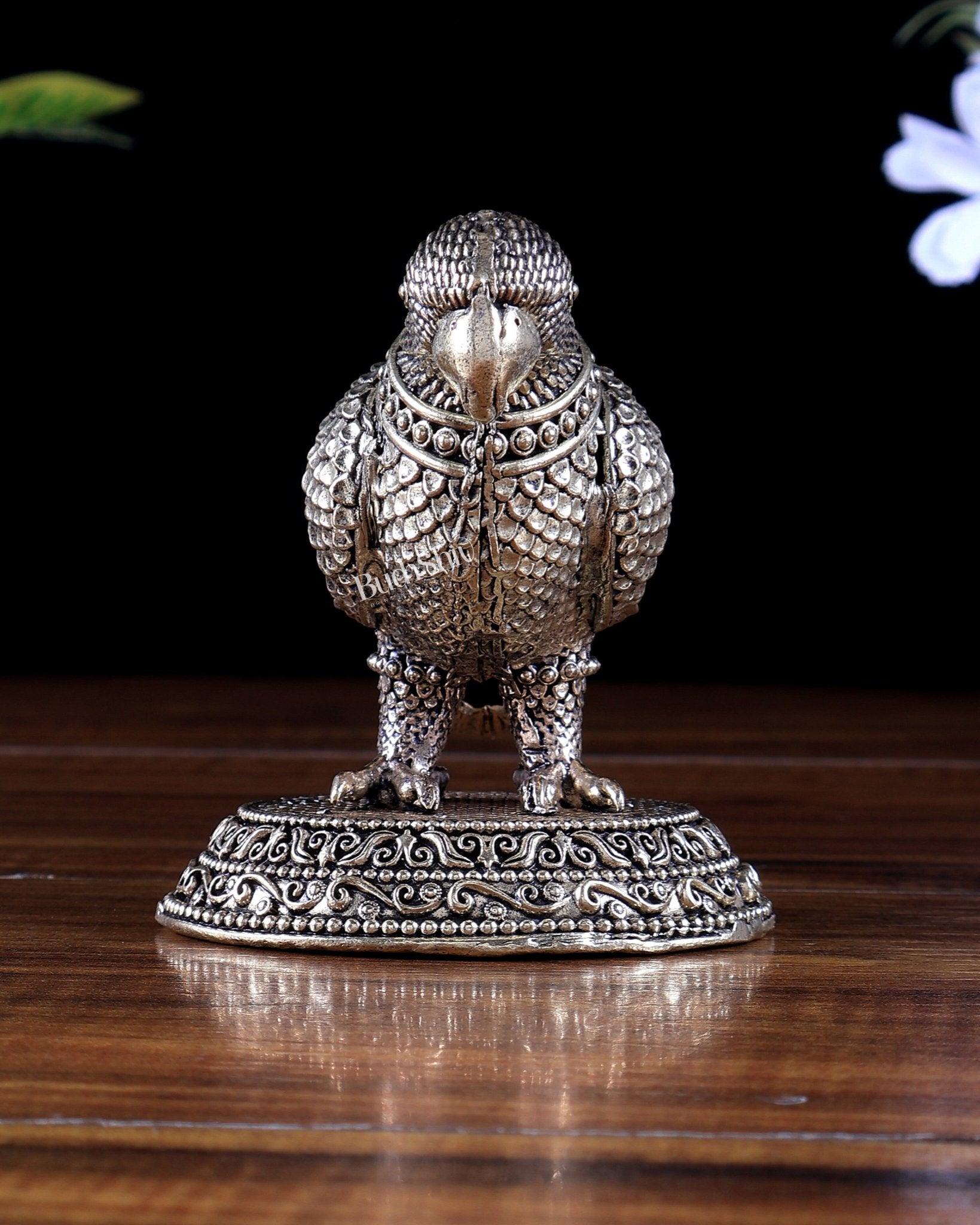 Brass Parrot Showpiece Decor | Superfine Mini Statue 6.5 inch wide - Budhshiv.com