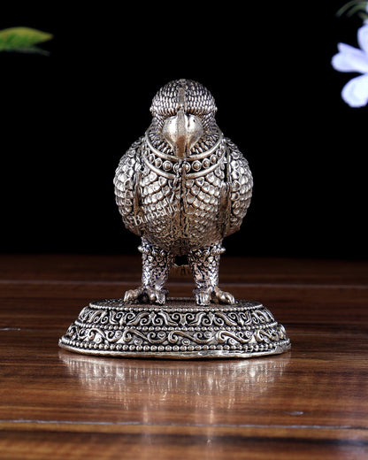 Brass Parrot Showpiece Decor | Superfine Mini Statue 6.5 inch wide - Budhshiv.com
