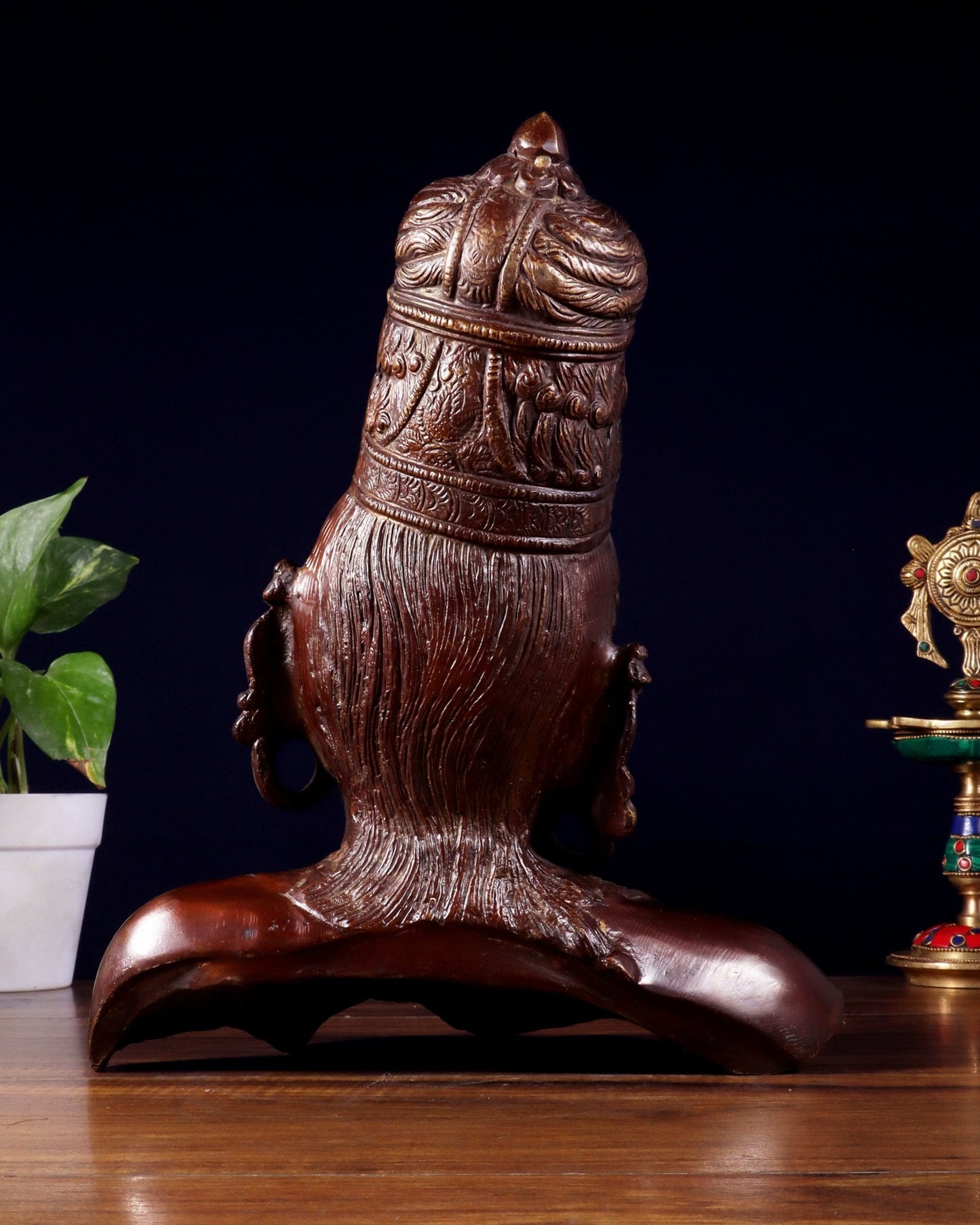Brass Parvati face Bust table accent 12" Dual tone - Budhshiv.com