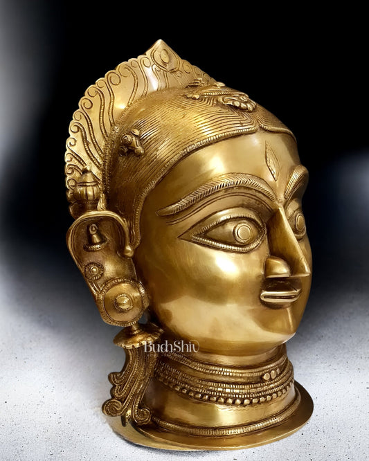 Brass Parvati face Statue - 12 inches - Budhshiv.com