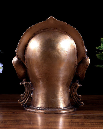Brass Parvati Gauri face Statue - 12 inch - Budhshiv.com