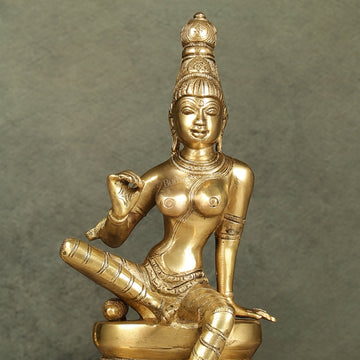 Brass Parvati Idol 9" - Budhshiv.com