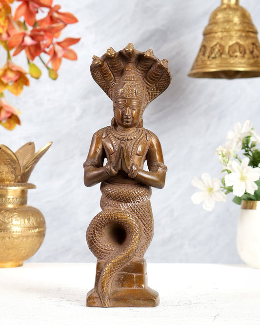 Brass Patanjali Maharishi Sage Idol 10 inch copper tone - Budhshiv.com