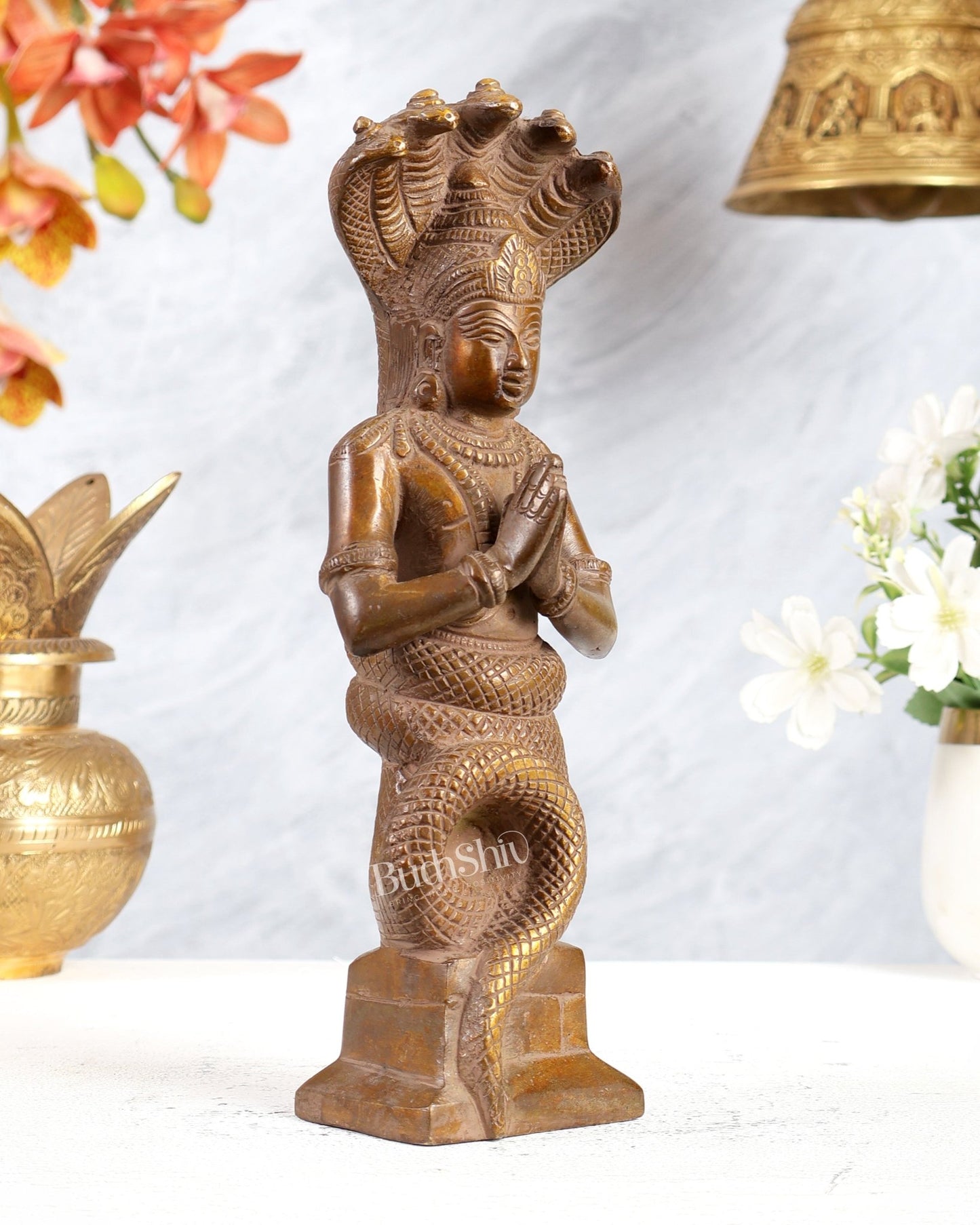 Brass Patanjali Maharishi Sage Idol 10 inch copper tone - Budhshiv.com
