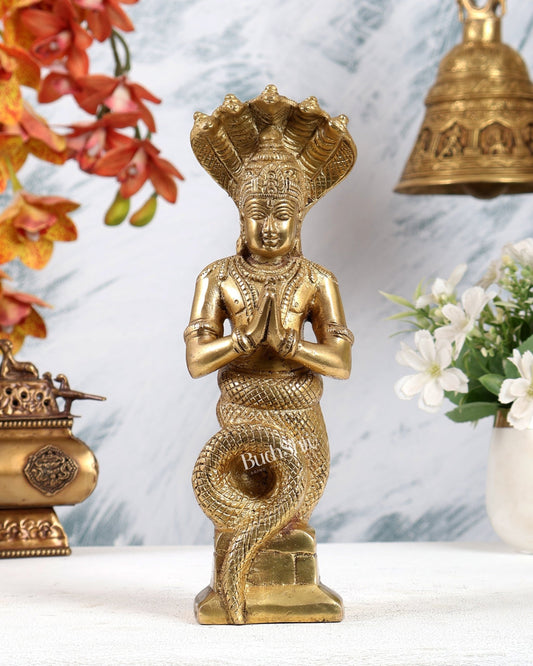 Brass Patanjali Maharishi Sage Idol 10 inch golden tone - Budhshiv.com