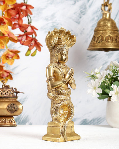 Brass Patanjali Maharishi Sage Idol 10 inch golden tone - Budhshiv.com