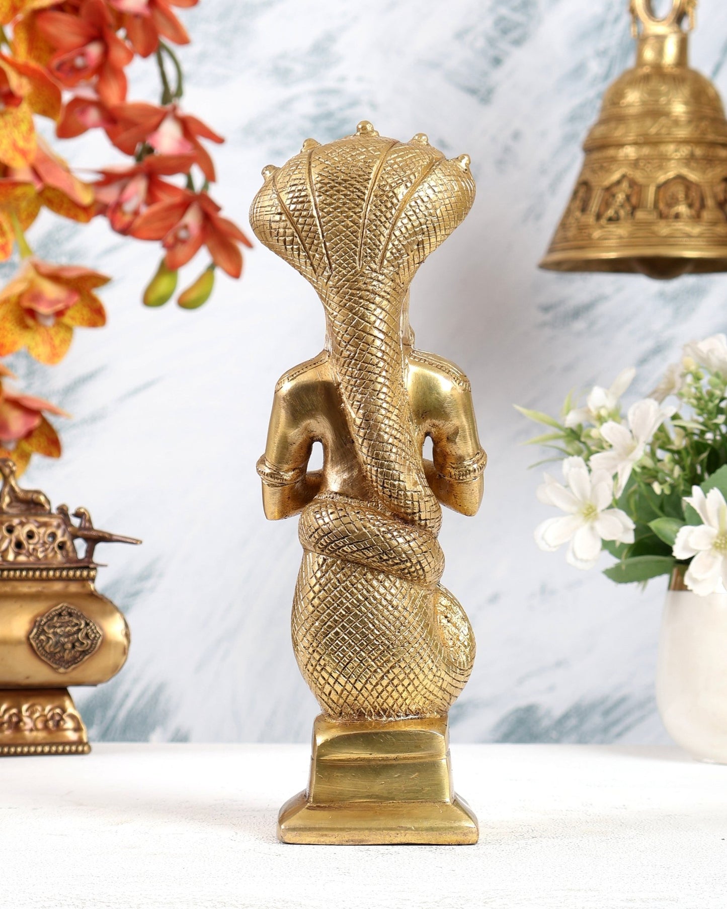 Brass Patanjali Maharishi Sage Idol 10 inch golden tone - Budhshiv.com