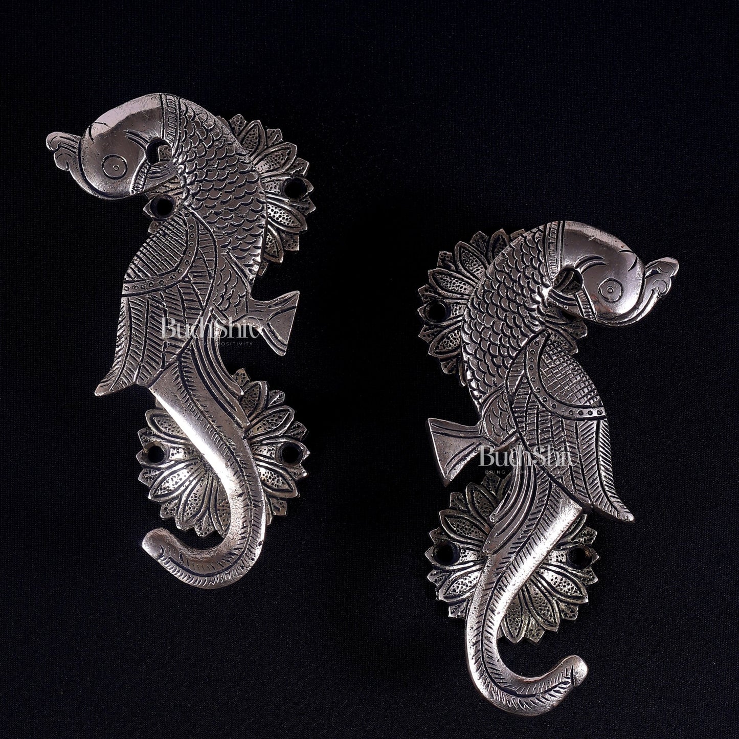 Brass Peacock Design Door Handle Pair | Antique Main Door Hardware - Budhshiv.com