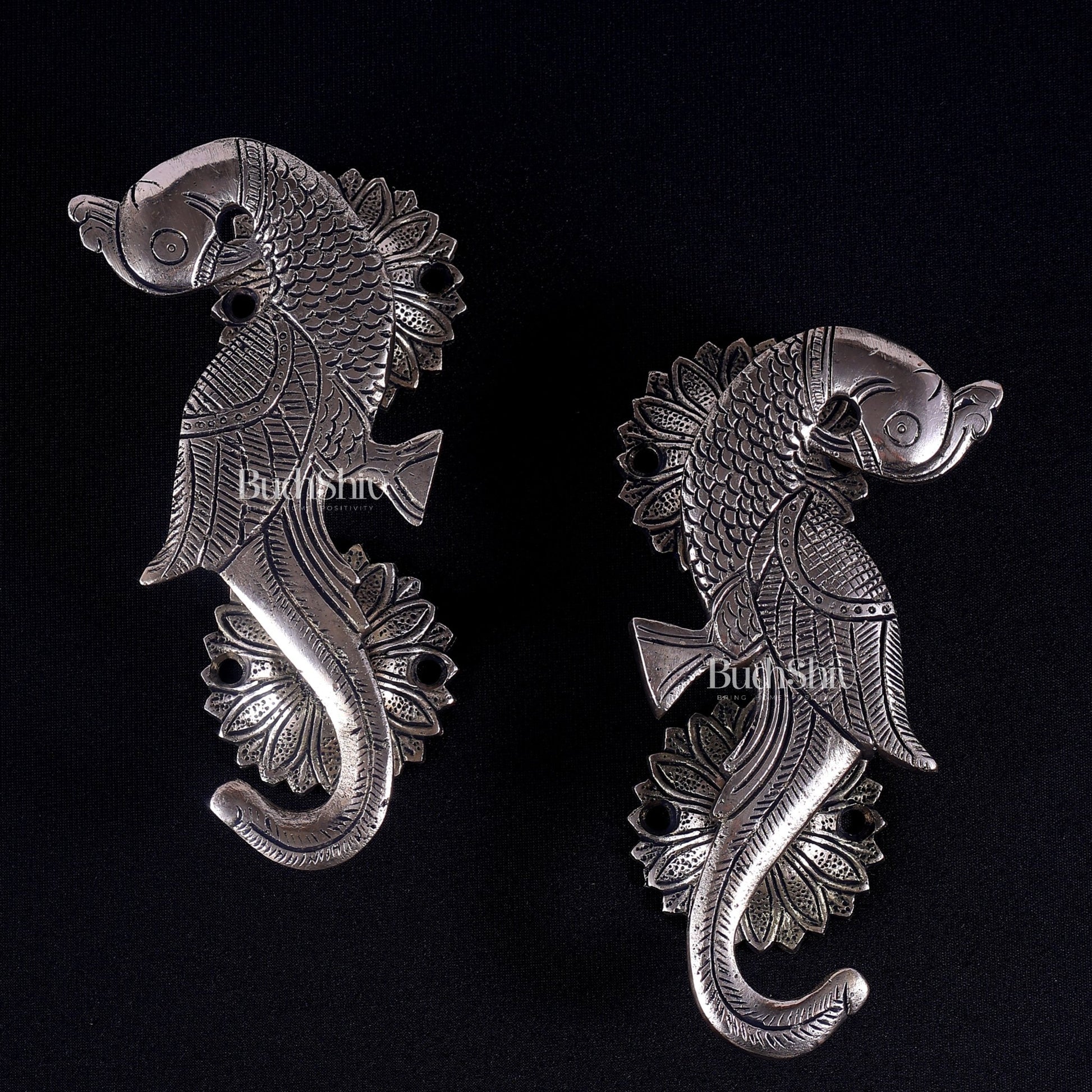 Brass Peacock Design Door Handle Pair | Antique Main Door Hardware - Budhshiv.com