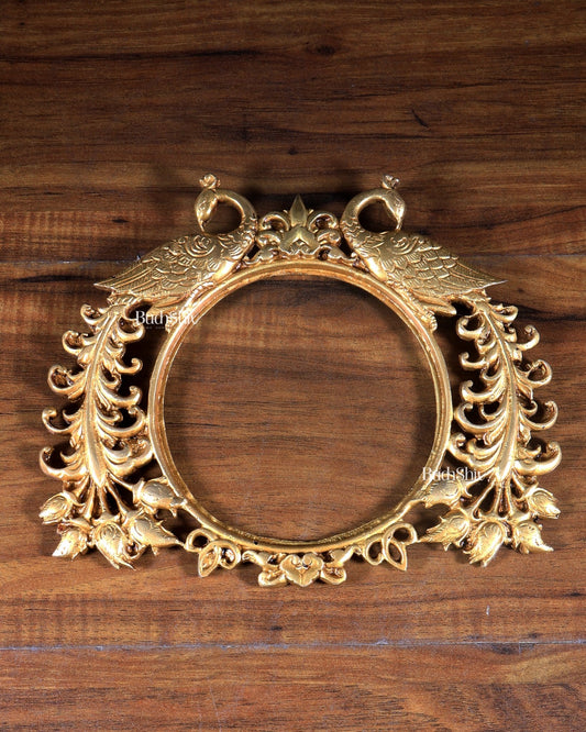 Brass Peacock Design Wall Hanging Frame / Prabhavali - Budhshiv.com