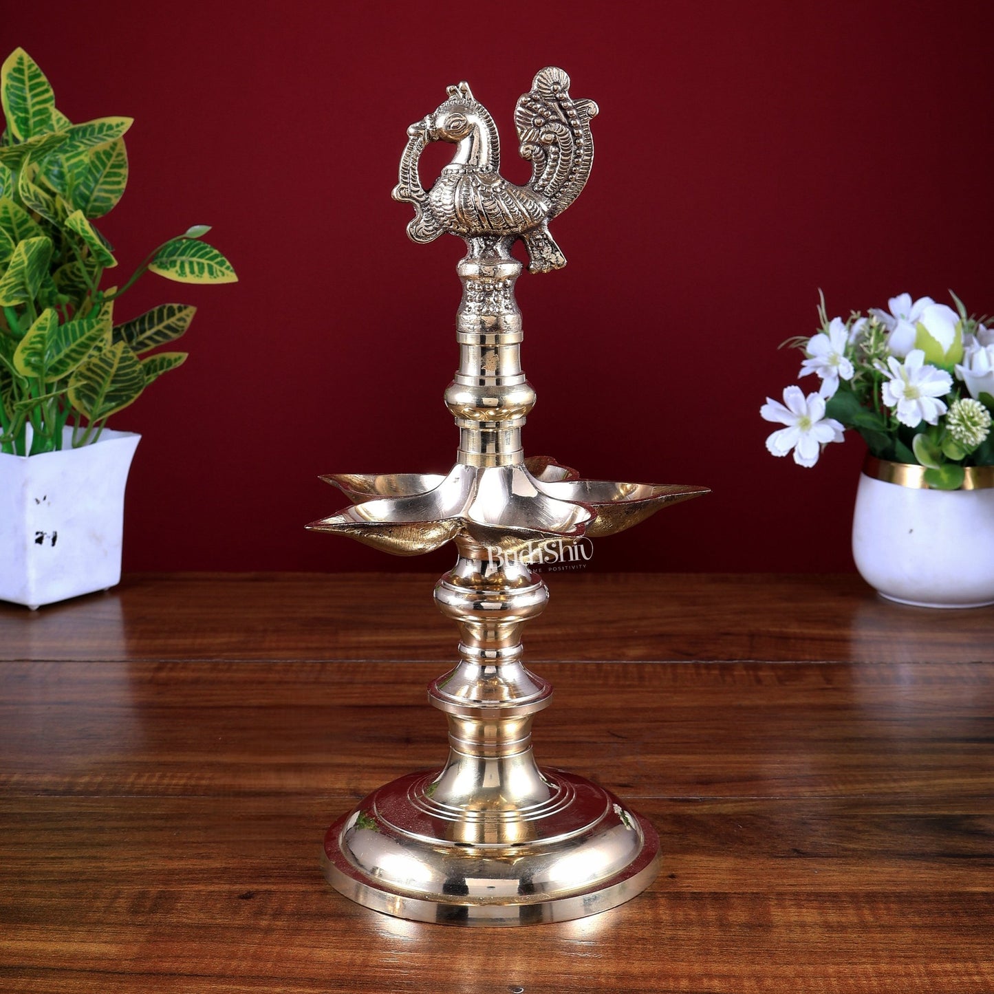 Brass Peacock Lamp (Annam Pakshi Design) – Panchdeep Traditional Oil Lamp - Budhshiv.com