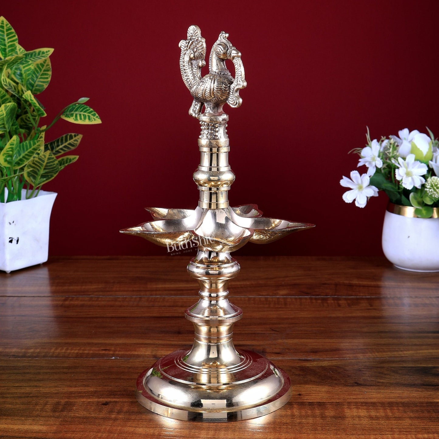 Brass Peacock Lamp (Annam Pakshi Design) – Panchdeep Traditional Oil Lamp - Budhshiv.com