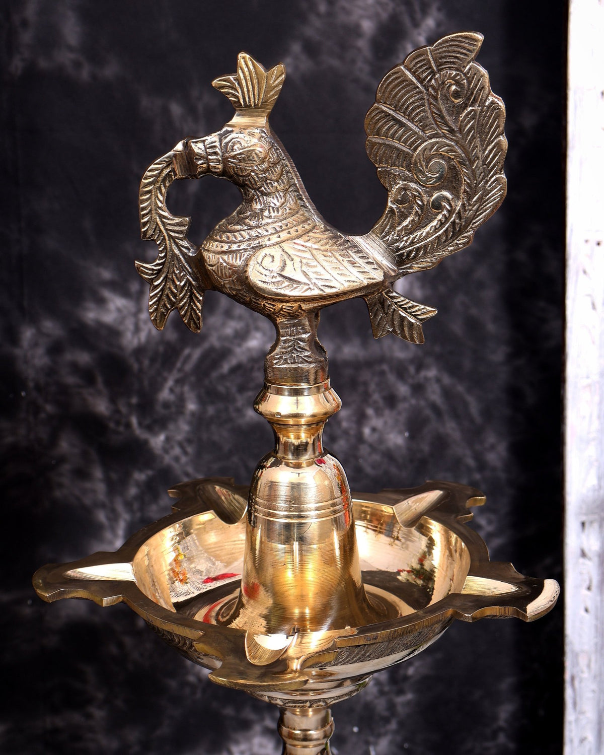Brass Peacock Samai Inauguration Lamp heavy (Pair) 36.5 inch - Budhshiv.com