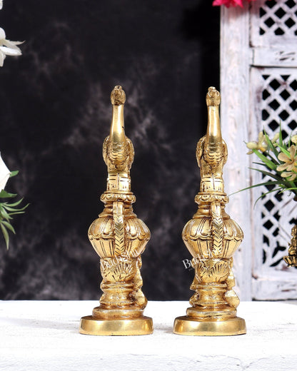 Brass Peacock Showpiece (Pair) 7 inch - Budhshiv.com