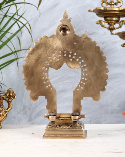 Brass Peetha Prabhavali with Kirtimukha Yali Design | Temple Backdrop for God Idols 10" - Budhshiv.com