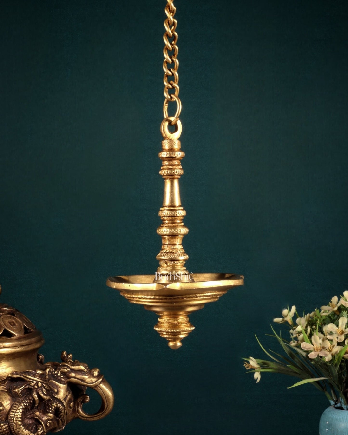 Brass Plain Hanging Oil Lamp – Simple and Sober Design - Budhshiv.com