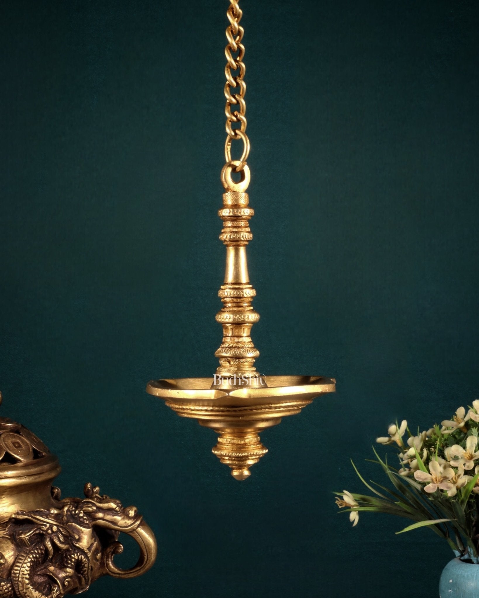 Brass Plain Hanging Oil Lamp – Simple and Sober Design - Budhshiv.com