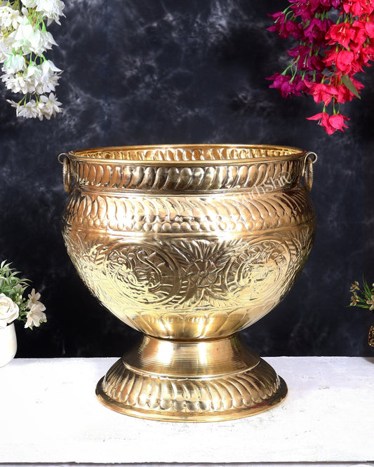 Brass Planter with Handles 15 inch - Budhshiv.com