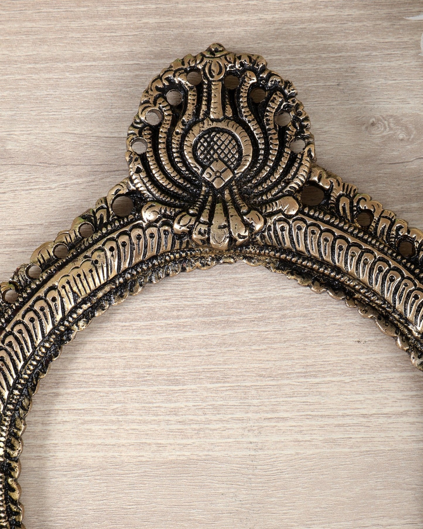 Brass Prabhavali Frame Wall Hanging – 10 Inch Sacred Temple Arch Décor - Budhshiv.com