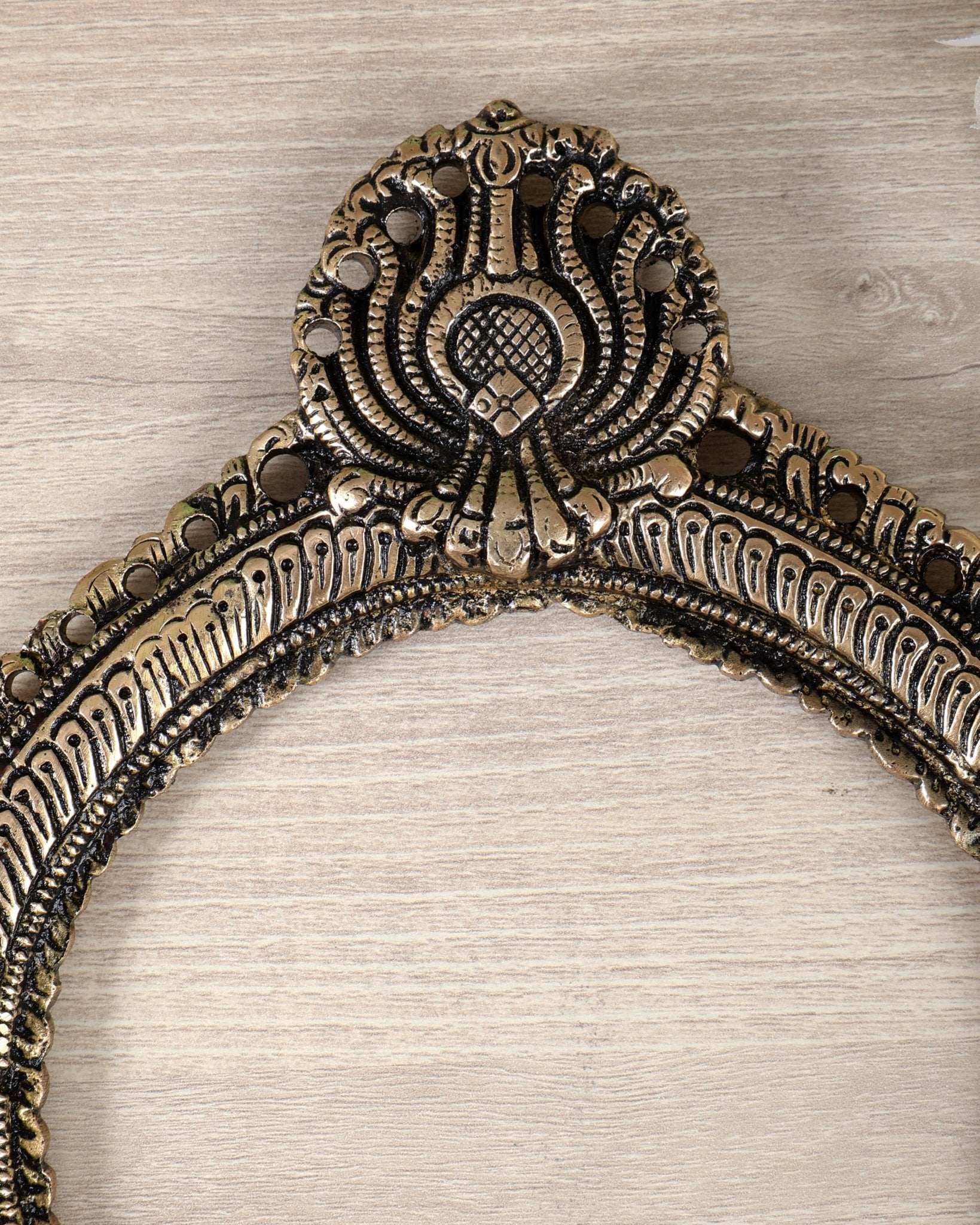 Brass Prabhavali Frame Wall Hanging – 10 Inch Sacred Temple Arch Décor - Budhshiv.com