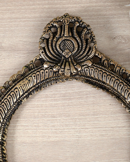 Brass Prabhavali Frame Wall Hanging – 10 Inch Sacred Temple Arch Décor - Budhshiv.com