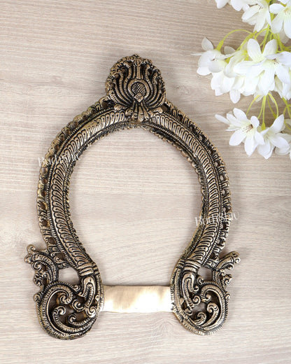 Brass Prabhavali Frame Wall Hanging – 10 Inch Sacred Temple Arch Décor - Budhshiv.com