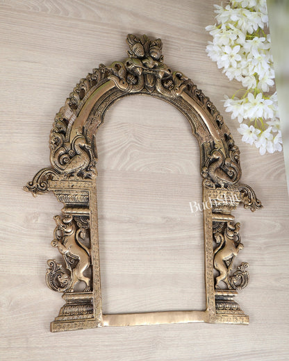 Brass Prabhavali with Kirtimukha and yali Design – 21 Inch (5.31 KG) - Budhshiv.com