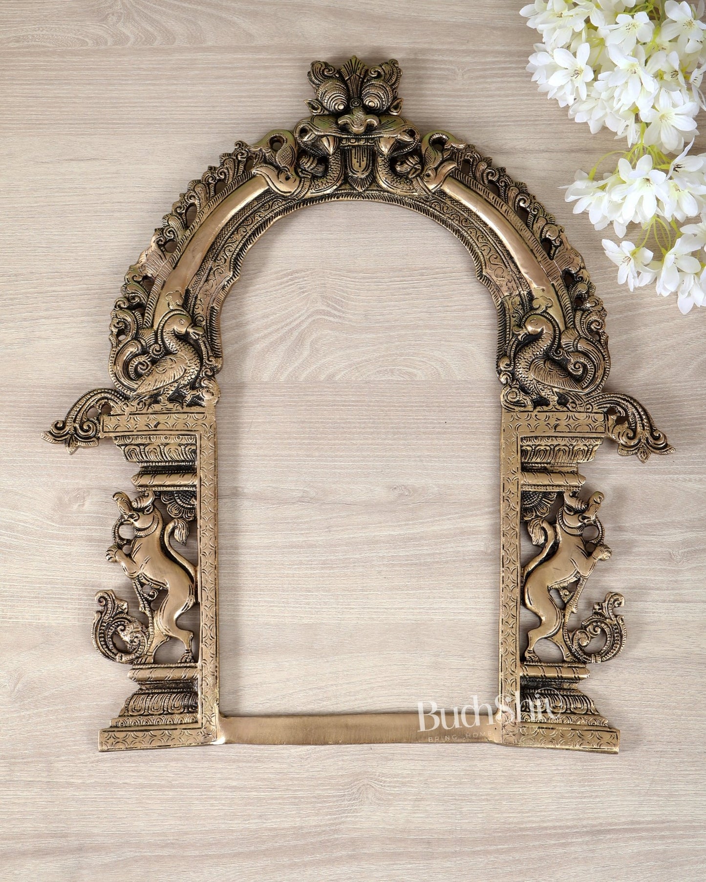 Brass Prabhavali with Kirtimukha and yali Design – 21 Inch (5.31 KG) - Budhshiv.com