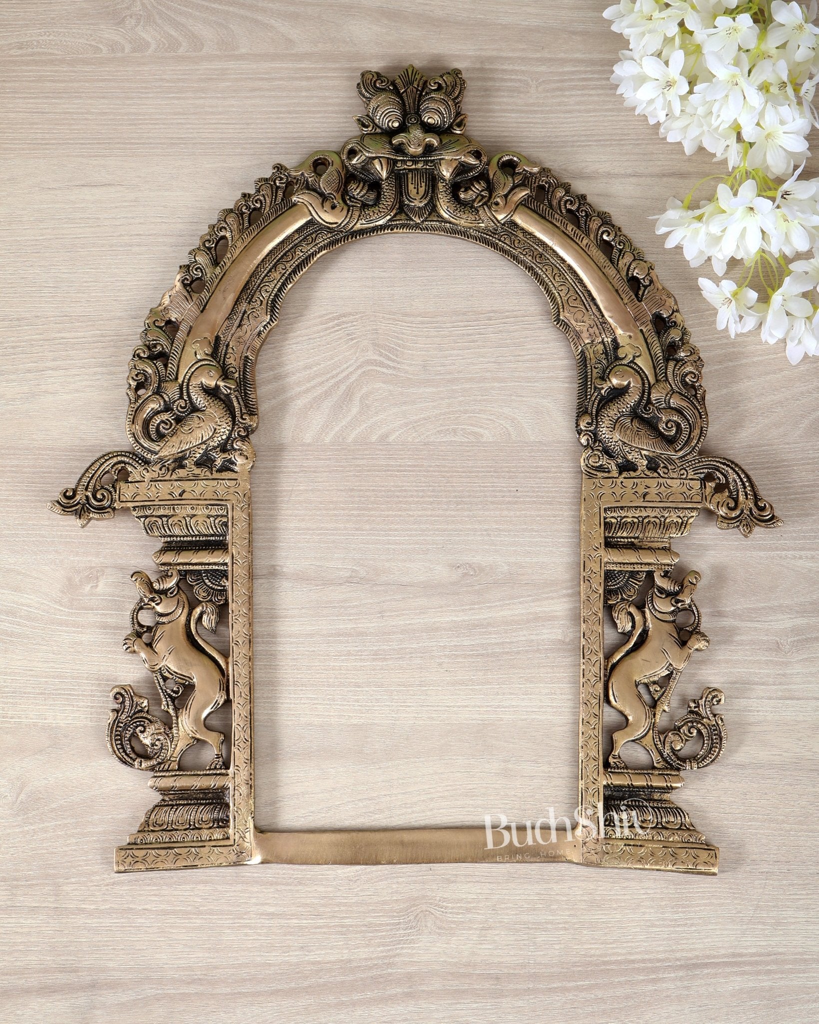 Brass Prabhavali with Kirtimukha and yali Design – 21 Inch (5.31 KG) - Budhshiv.com